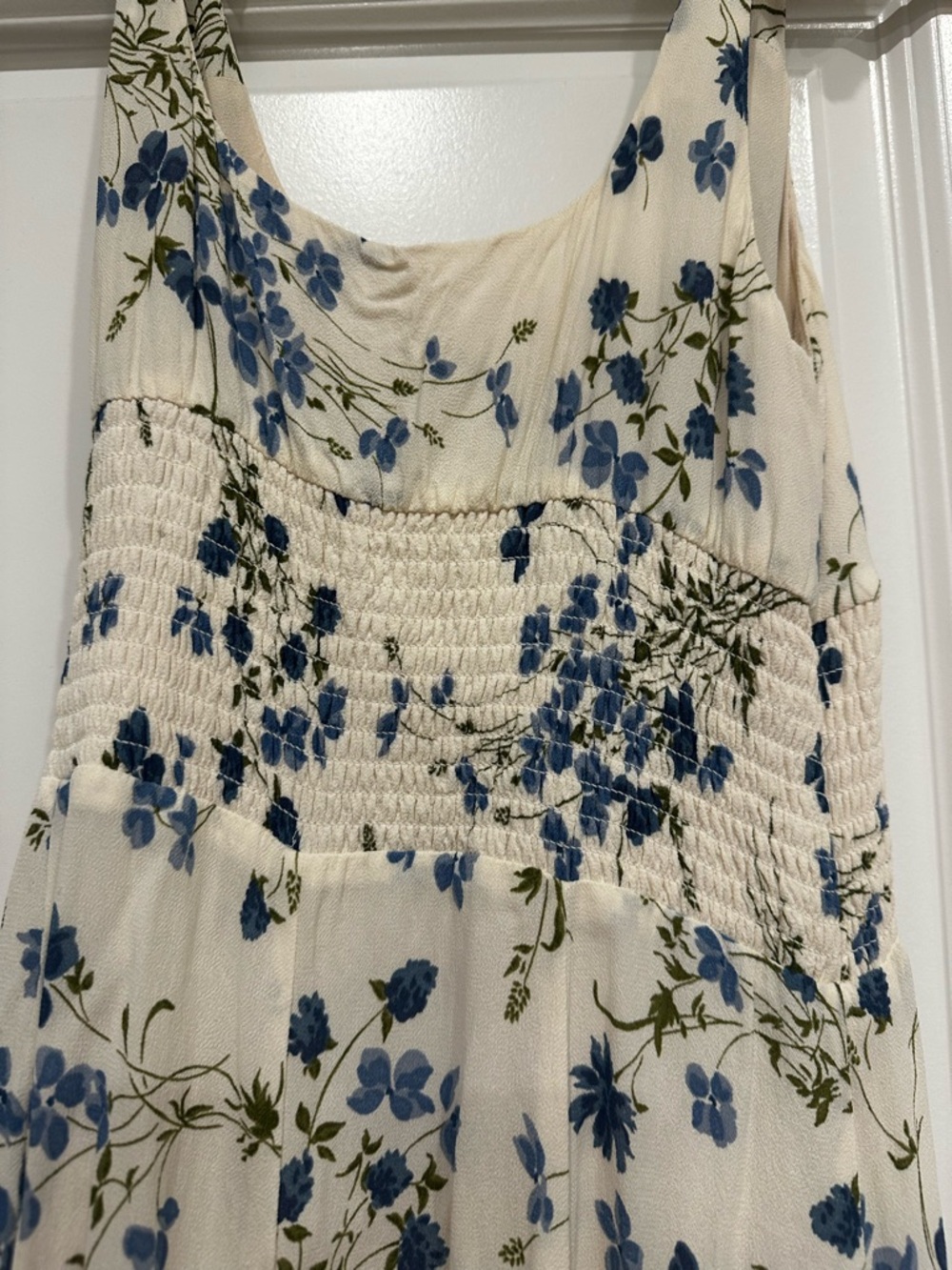 Reformation Cream Dress with Blue Floral Print - Picture 5 of 5
